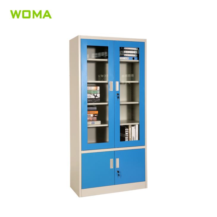Glass Door Filing Cabinet Metal Book Cabinet With 4 Door