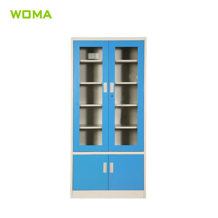 Glass Door Filing Cabinet Metal Book Cabinet With 4 Door
