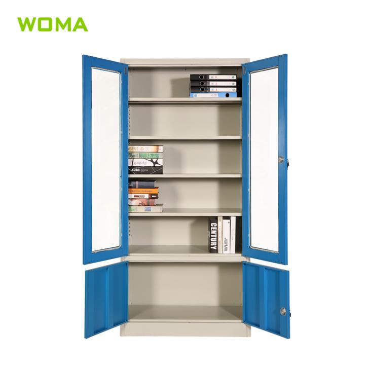 Glass Door Filing Cabinet Metal Book Cabinet With 4 Door